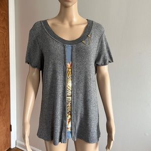 Elisa Cavaletti, Daniela Dellavalle Gray Knit Wool Blend Short Sleeve Top Size L